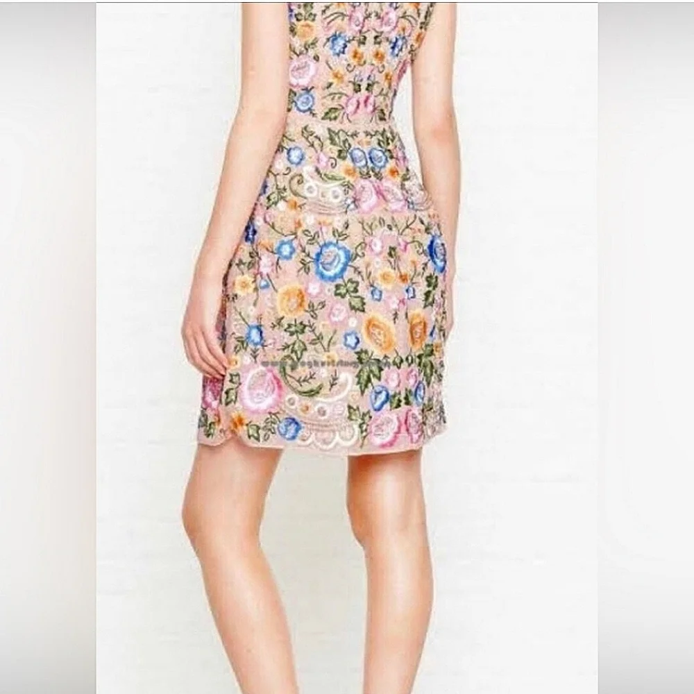 Needle & Thread fully beaded embroidered floral sleeveless shift mini dress 2 - Picture 6 of 13